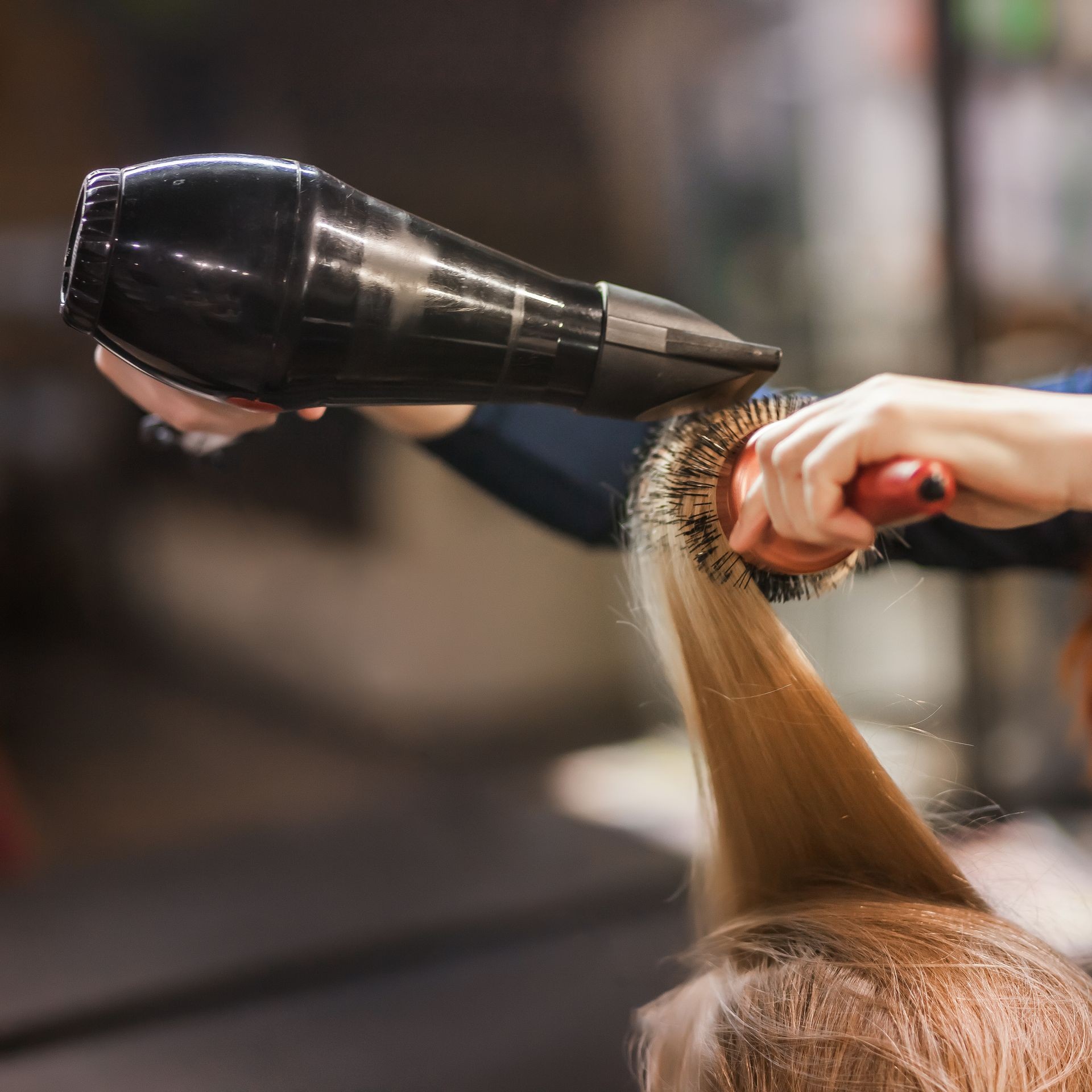 blonde hair combed and dried